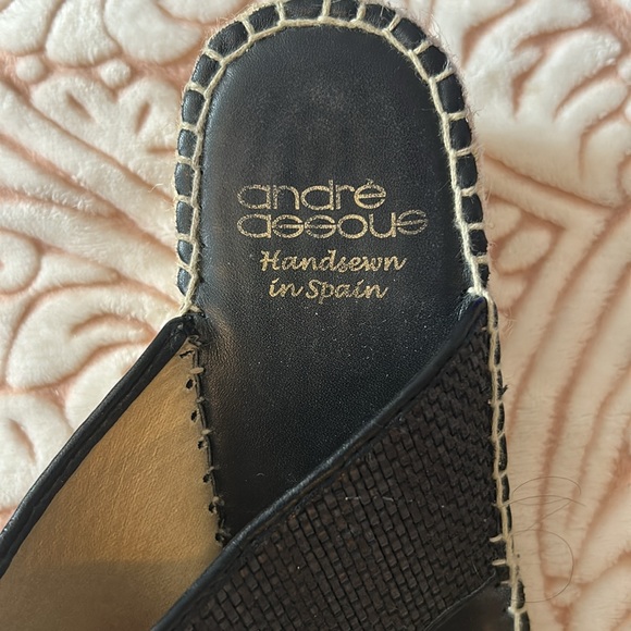 Andre Assous black Slide Thong Espadrilles Womens Wedge Sandals Sz UE 40 - Picture 6 of 6